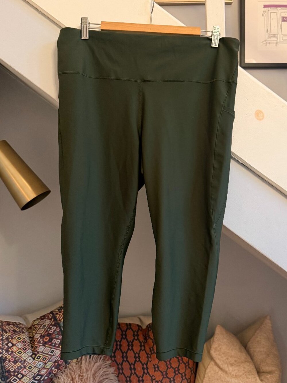 Athleta Interval Stash 7/8 Tight (Olive Green, 2X)